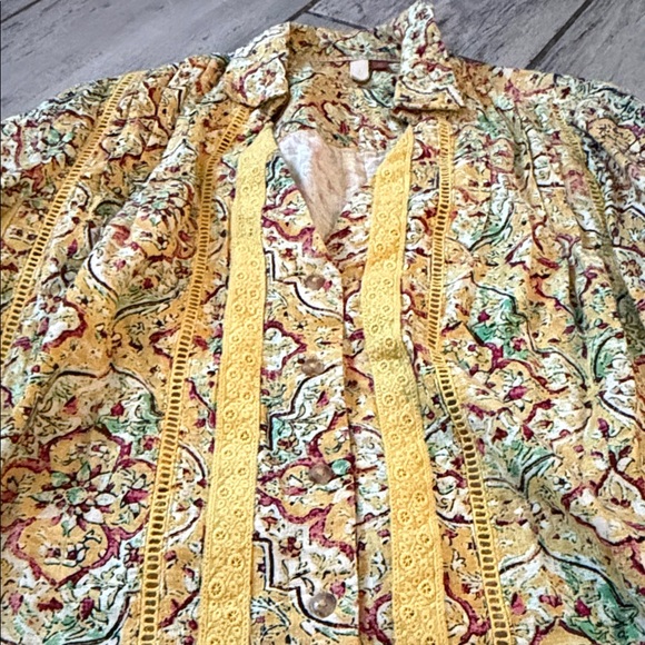 Anthropology Pilcro Pin tuck peasant Colorful Floral Blouse Top XS - Picture 6 of 6